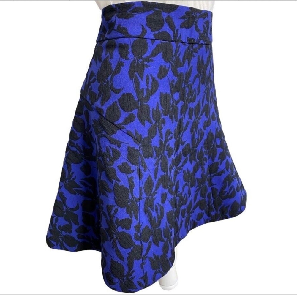 Express Blue and Black  A-Line Floral Mini Skirt, Size 10